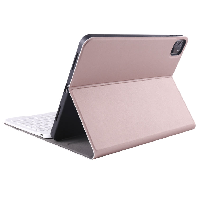 A11B Lambskin Texture Ultra-thin Bluetooth Keyboard Leather Case with Pen Holder For iPad Air 5 2022 / Air 4 2020 10.9 & Pro 11 inch 2021 / 2020 / 2018(Rose Gold) - Universal by PMC Jewellery | Online Shopping South Africa | PMC Jewellery