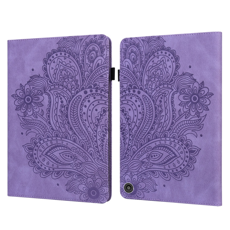 For Amazon Fire HD 10 2021 / HD 10 Plus 2021 Peacock Embossed Pattern Leather Tablet Case(Purple) - Amazon by PMC Jewellery | Online Shopping South Africa | PMC Jewellery