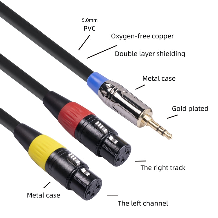 TC194BUXK107YR-30 3.5mm Male to Dual Canon Female Audio Cable - Aux Cable by PMC Jewellery | Online Shopping South Africa | PMC Jewellery | Buy Now Pay Later Mobicred