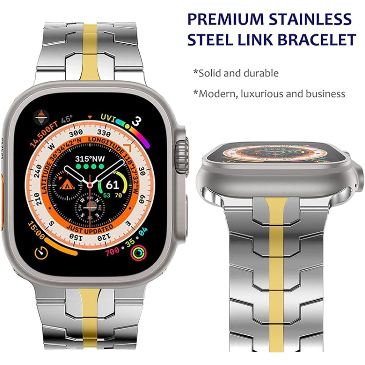 Steel Watch Band For Apple Watch Series 9&8&7 41mm / SE 3&SE 2&6&SE&5&4 40mm / 3&2&1 38mm(Silver Gold) - Watch Bands by PMC Jewellery | Online Shopping South Africa | PMC Jewellery