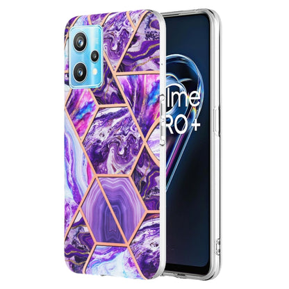 For OPPO Realme 9 Pro+ 5G Electroplating IMD Splicing Marble TPU Phone Case(Dark Purple) - Realme Cases by PMC Jewellery | Online Shopping South Africa | PMC Jewellery | Buy Now Pay Later Mobicred