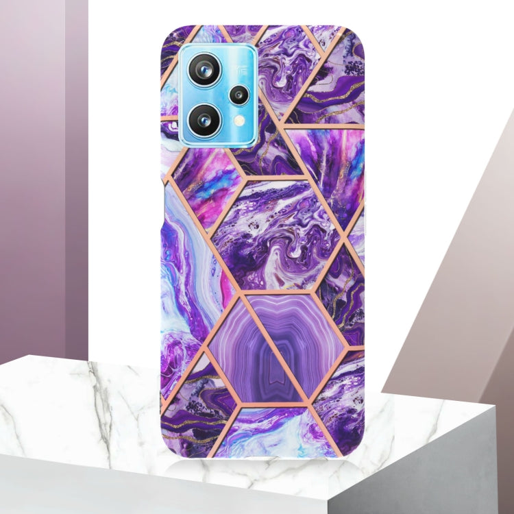 For OPPO Realme 9 Pro+ 5G Electroplating IMD Splicing Marble TPU Phone Case(Dark Purple) - Realme Cases by PMC Jewellery | Online Shopping South Africa | PMC Jewellery | Buy Now Pay Later Mobicred