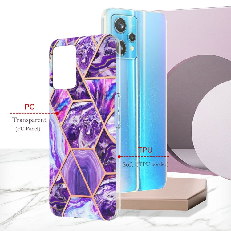 For OPPO Realme 9 Pro+ 5G Electroplating IMD Splicing Marble TPU Phone Case(Dark Purple) - Realme Cases by PMC Jewellery | Online Shopping South Africa | PMC Jewellery | Buy Now Pay Later Mobicred