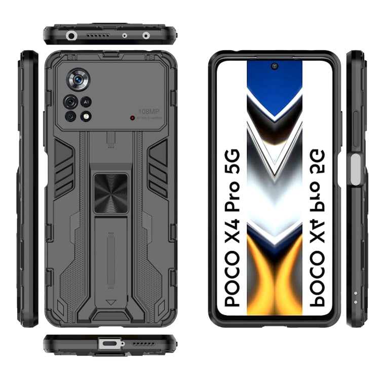 For Xiaomi Poco X4 Pro 5G Supersonic PC + TPU Shock-proof Protective Phone Case with Holder(Black) - Xiaomi Cases by PMC Jewellery | Online Shopping South Africa | PMC Jewellery