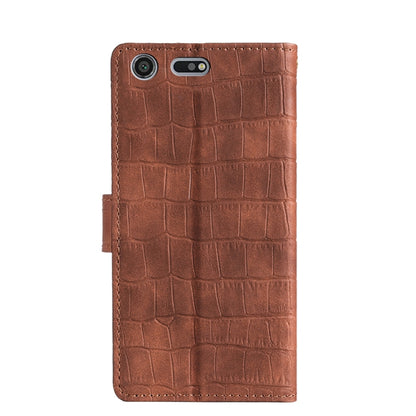 For Sony Xperia XZ Premium Skin Feel Crocodile Texture Magnetic Clasp PU Leather Phone Case(Brown) - Sony Cases by PMC Jewellery | Online Shopping South Africa | PMC Jewellery