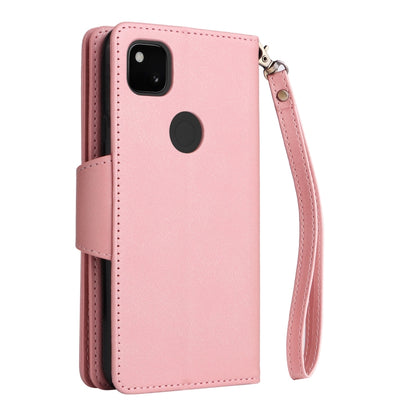 For Google Pixel 4A 4G Rivet Buckle 9 Cards Three Fold Leather Phone Case(Rose Gold) - Google Cases by PMC Jewellery | Online Shopping South Africa | PMC Jewellery | Buy Now Pay Later Mobicred