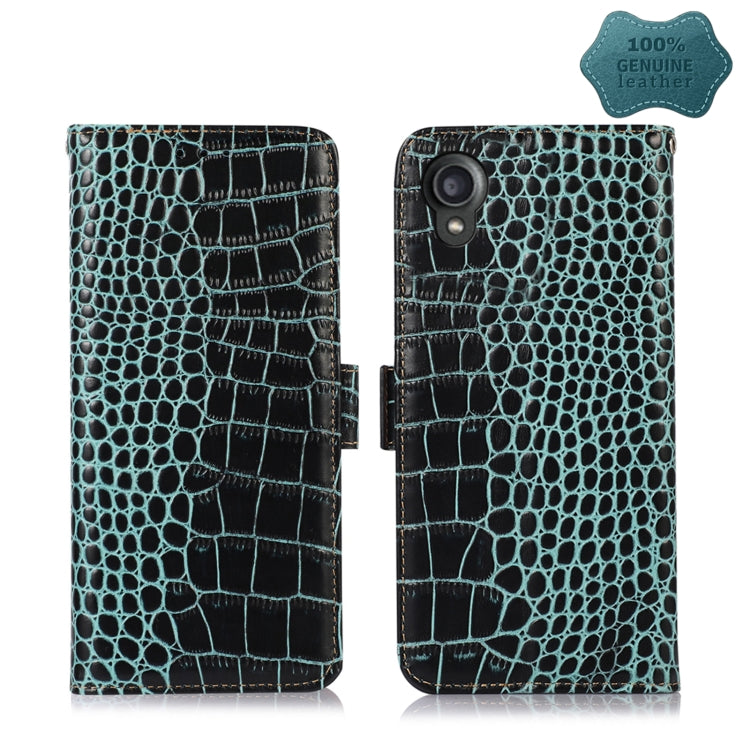 For Kyocera Digno BX2 Crocodile Top Layer Cowhide Leather Phone Case(Green) - More Brand by PMC TechLife | Online Shopping South Africa | PMC TechLife | Buy Now Pay Later Mobicred
