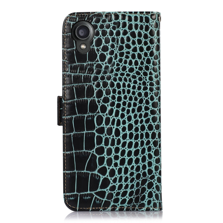 For Kyocera Digno BX2 Crocodile Top Layer Cowhide Leather Phone Case(Green) - More Brand by PMC TechLife | Online Shopping South Africa | PMC TechLife | Buy Now Pay Later Mobicred