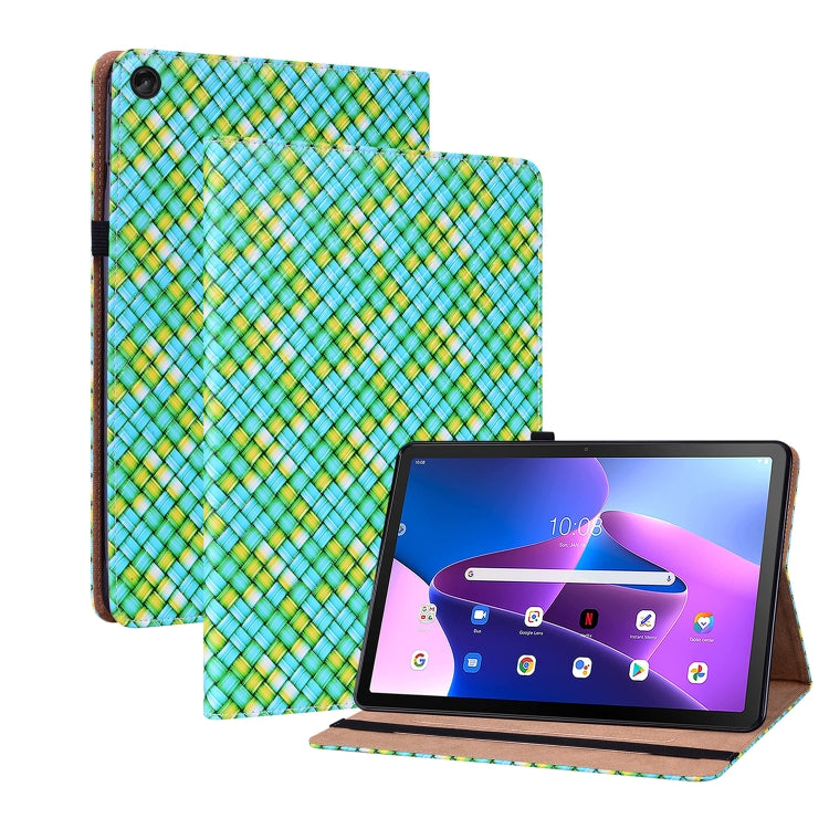 For Lenovo Tab M10 Plus 10.6 3rd Gen. Color Weave Leather Tablet Case with Holder(Green) - Lenovo by PMC TechLife | Online Shopping South Africa | PMC TechLife | Buy Now Pay Later Mobicred