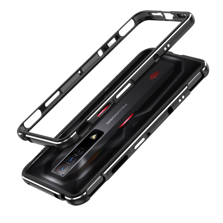 For ZTE nubia Red Magic 7 Aurora Series Metal Frame Phone Case(Black Silver) - ZTE Cases by PMC TechLife | Online Shopping South Africa | PMC TechLife | Buy Now Pay Later Mobicred