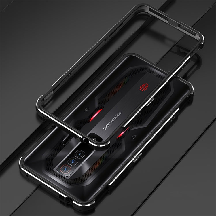 For ZTE nubia Red Magic 7 Aurora Series Metal Frame Phone Case(Black Silver) - ZTE Cases by PMC TechLife | Online Shopping South Africa | PMC TechLife | Buy Now Pay Later Mobicred