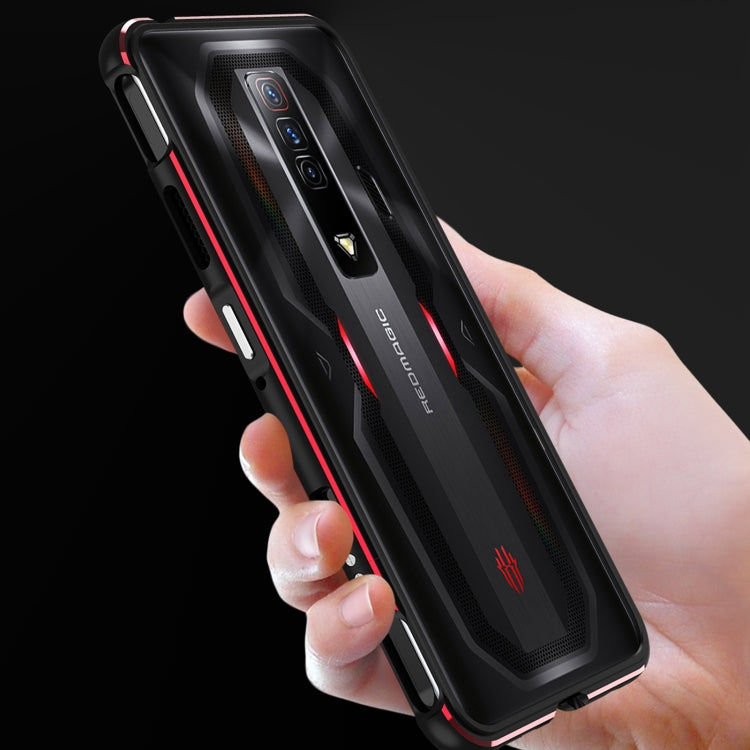 For ZTE nubia Red Magic 7 Aurora Series Metal Frame Phone Case(Black Silver) - ZTE Cases by PMC TechLife | Online Shopping South Africa | PMC TechLife | Buy Now Pay Later Mobicred