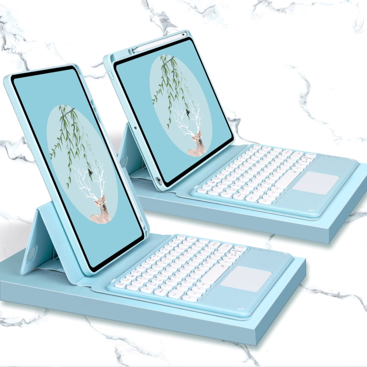 Bluetooth Keyboard Leather Case with Touchpad & Rotatable Bottom Case For iPad 10.2 2021 & 2020 & 2019 / Air 2019 / Pro 10.5 inch(Sky Blue) - Universal by PMC Jewellery | Online Shopping South Africa | PMC Jewellery