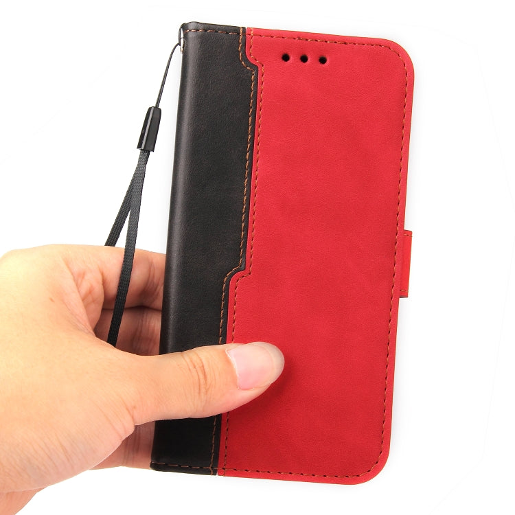 For OPPO Find X5 Lite / Reno7 5G Global Stitching-Color Flip Leather Phone Case(Red) - OPPO Cases by PMC Jewellery | Online Shopping South Africa | PMC Jewellery | Buy Now Pay Later Mobicred