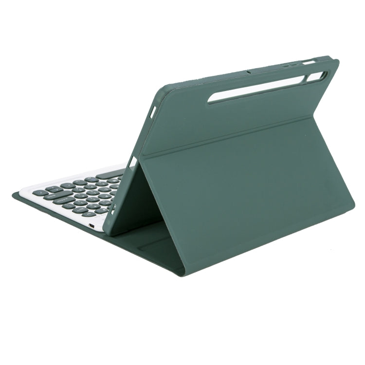 YA700B Candy Color Skin Feel Texture Round Keycap Bluetooth Keyboard Leather Case For Samsung Galaxy Tab S8 11 inch SM-X700 / SM-X706 & S7 11 inch SM-X700 / SM-T875(Dark Green) - Samsung Keyboard by PMC Jewellery | Online Shopping South Africa | PMC Jewellery