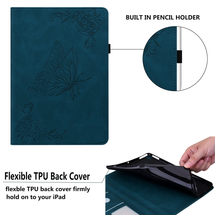 For Huawei MatePad Pro 10.8 2021 Butterfly Flower Embossed Leather Tablet Case(Blue) - Huawei by PMC TechLife | Online Shopping South Africa | PMC TechLife | Buy Now Pay Later Mobicred