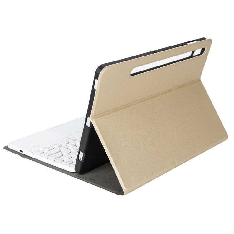 YA610B-A  Lambskin Texture Voltage Round Keycap Bluetooth Keyboard Leather Case with Touchpad For Samsung Galaxy Tab S6 Lite 10.4 inch SM-P610 / SM-P615(Gold) - Samsung Keyboard by PMC Jewellery | Online Shopping South Africa | PMC Jewellery