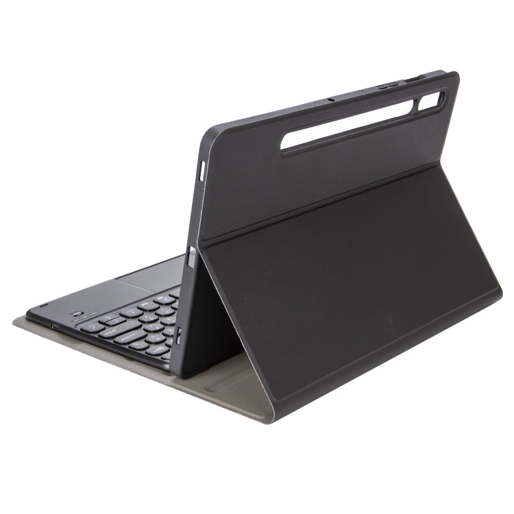 YA08B-A  Lambskin Texture Voltage Round Keycap Bluetooth Keyboard Leather Case with Touchpad For Samsung Galaxy Tab A8 10.5 2021 SM-X200 / SM-X205(Black) - Samsung Keyboard by PMC Jewellery | Online Shopping South Africa | PMC Jewellery