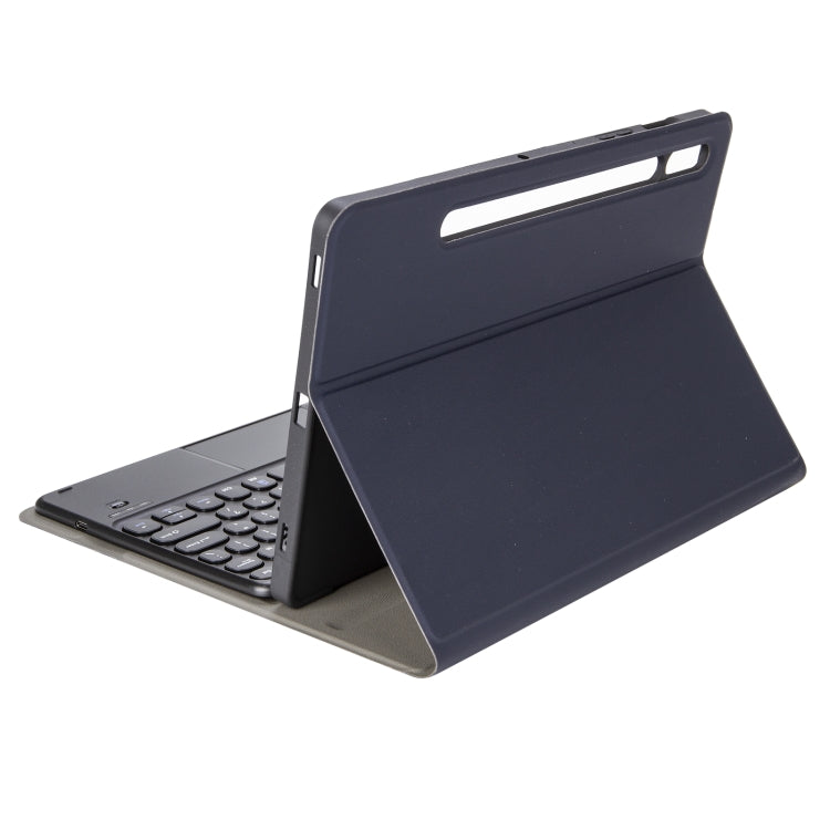 YA700B-A  Lambskin Texture Voltage Round Keycap Bluetooth Keyboard Leather Case with Touchpad For Samsung Galaxy Tab S8 11 inch SM-X700 / SM-X706 & S7 11 inch SM-X700 / SM-T875(Blue) - Samsung Keyboard by PMC Jewellery | Online Shopping South Africa | PMC Jewellery