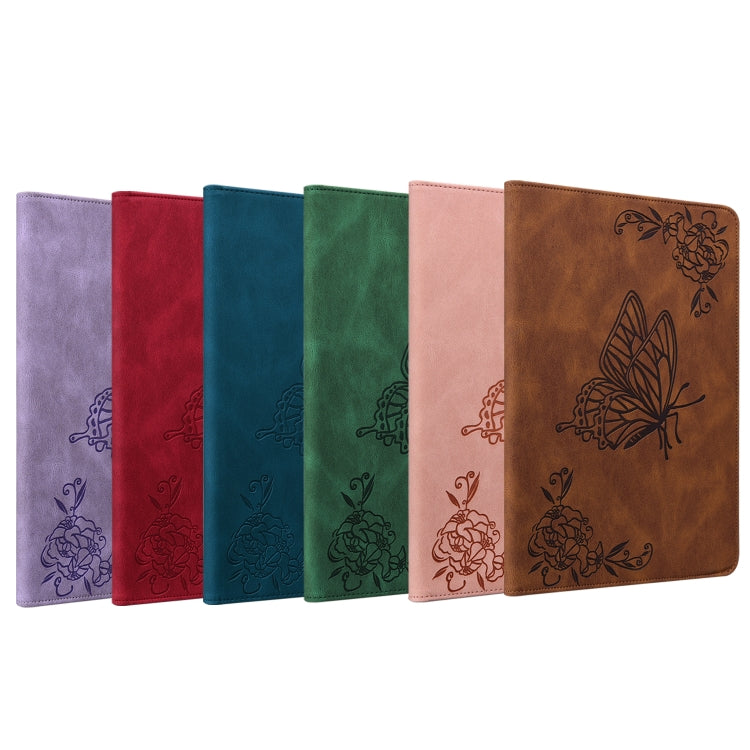 For Lenovo Tab P11 TB-J606F Butterfly Flower Embossed Leather Tablet Case(Red) - Lenovo by PMC TechLife | Online Shopping South Africa | PMC TechLife | Buy Now Pay Later Mobicred
