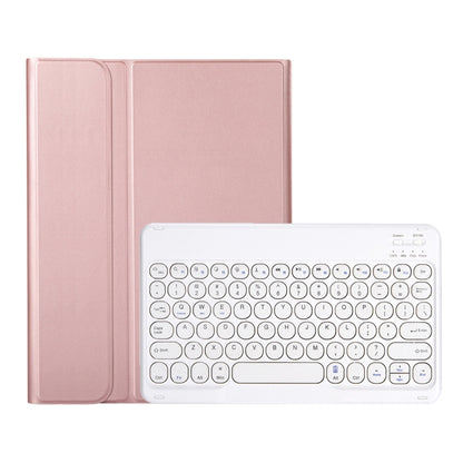 YA08B Lambskin Texture Voltage Round Keycap Bluetooth Keyboard Leather Case For Samsung Galaxy Tab A8 10.5 2021 SM-X200 / SM-X205(Rose Gold) - Samsung Keyboard by PMC Jewellery | Online Shopping South Africa | PMC Jewellery