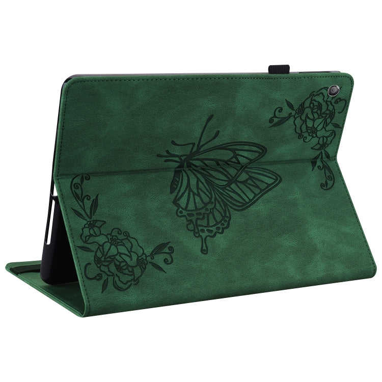 For Amazon Kindle Fire HD 10 2019 / 2017 Butterfly Flower Embossed Leather Tablet Case(Green) - Amazon by PMC TechLife | Online Shopping South Africa | PMC TechLife | Buy Now Pay Later Mobicred