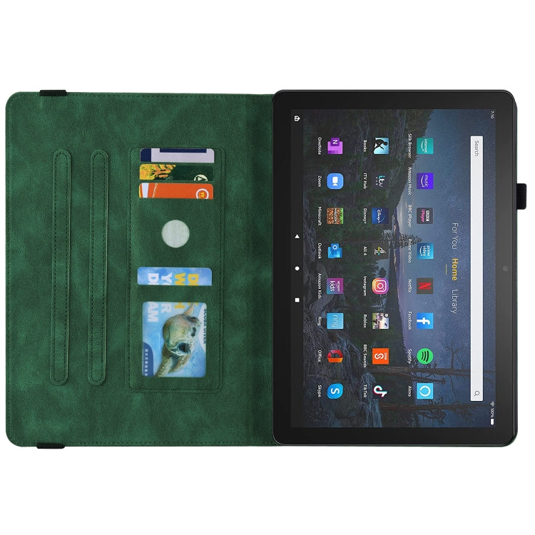 For Amazon Kindle Fire HD 10 2021 / 10 Plus 2021 Butterfly Flower Embossed Leather Tablet Case(Green) - Amazon by PMC TechLife | Online Shopping South Africa | PMC TechLife | Buy Now Pay Later Mobicred