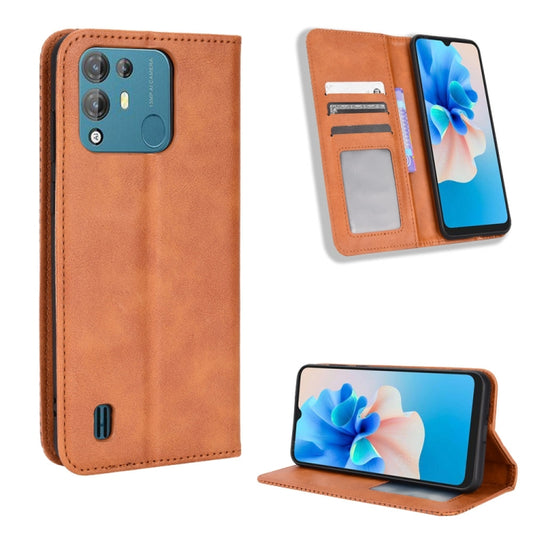 For Blackview A55 Pro Magnetic Buckle Retro Texture Leather Phone Case(Brown) - More Brand by PMC Jewellery | Online Shopping South Africa | PMC Jewellery | Buy Now Pay Later Mobicred