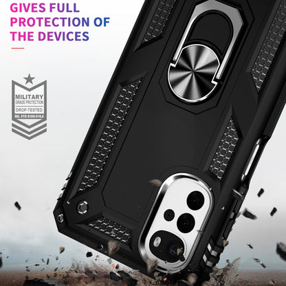 For Motorola Moto G22 Shockproof TPU + PC Holder Phone Case(Black) - Motorola Cases by PMC Jewellery | Online Shopping South Africa | PMC Jewellery | Buy Now Pay Later Mobicred