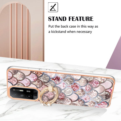 For OPPO A94 5G / A95 5G Electroplating IMD TPU Phone Case with Ring(Pink Scales) - OPPO Cases by PMC Jewellery | Online Shopping South Africa | PMC Jewellery | Buy Now Pay Later Mobicred