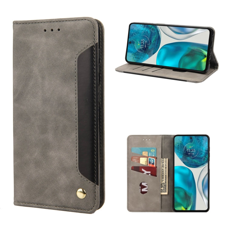 For Motorola Moto G52 Skin Feel Splicing Leather Phone Case(Grey) - Motorola Cases by PMC TechLife | Online Shopping South Africa | PMC TechLife | Buy Now Pay Later Mobicred