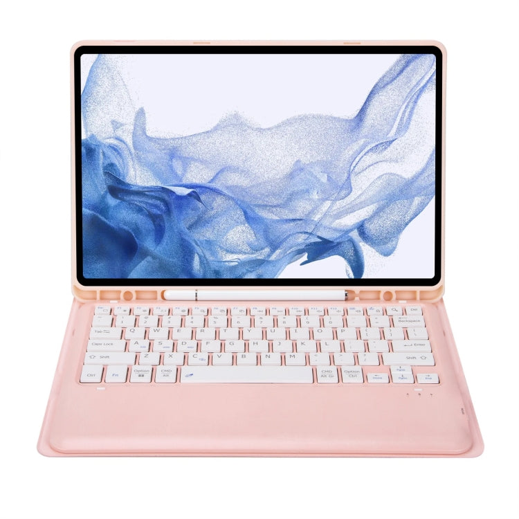 T800B Pen Slot Detachable Bluetooth Keyboard Leather Tablet Case For Samsung Galaxy Tab S8+/S7+/S7 FE(Pink) - Samsung Keyboard by PMC Jewellery | Online Shopping South Africa | PMC Jewellery