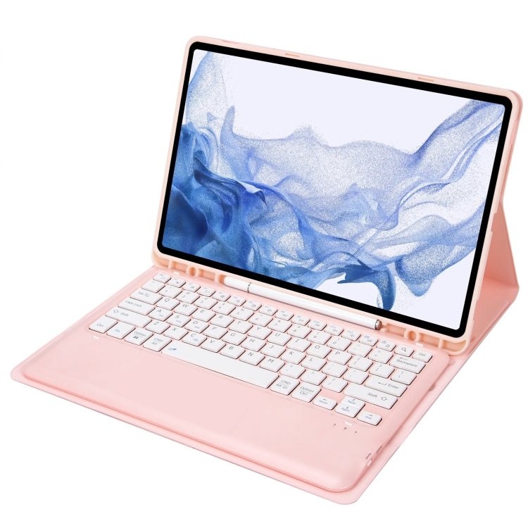 T800B Pen Slot Detachable Bluetooth Keyboard Leather Tablet Case For Samsung Galaxy Tab S8+/S7+/S7 FE(Pink) - Samsung Keyboard by PMC Jewellery | Online Shopping South Africa | PMC Jewellery