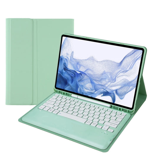 T800B Pen Slot Detachable Bluetooth Keyboard Leather Tablet Case For Samsung Galaxy Tab S8+/S7+/S7 FE(Mint Green) - Samsung Keyboard by PMC Jewellery | Online Shopping South Africa | PMC Jewellery