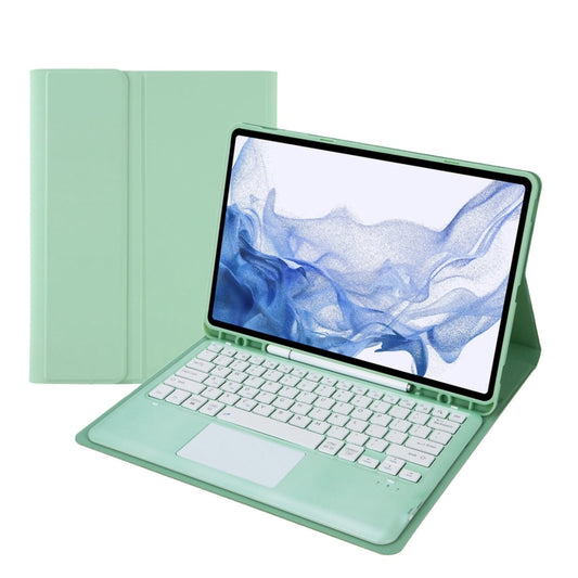 T800B-A Touch Pad Detachable Bluetooth Keyboard Leather Tablet Case For Samsung Galaxy Tab S8+/S7+/S7 FE(Mint Green) - Samsung Keyboard by PMC Jewellery | Online Shopping South Africa | PMC Jewellery