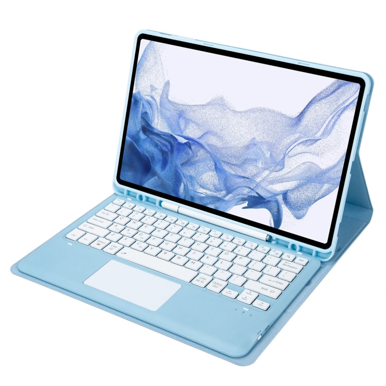 T800B-A Touch Pad Detachable Bluetooth Keyboard Leather Tablet Case For Samsung Galaxy Tab S8+/S7+/S7 FE(Sky Blue) - Samsung Keyboard by PMC Jewellery | Online Shopping South Africa | PMC Jewellery