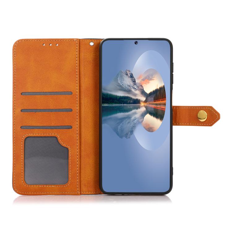 For iPhone 17 KHAZNEH Dual-color Cowhide Texture Flip Leather Phone Case(Brown) - free shipping - PMc TechLife - Order now!
