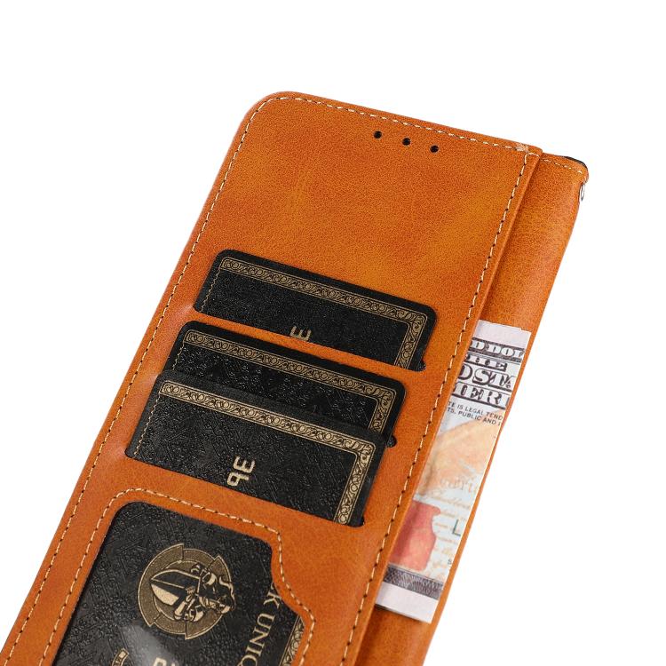 For iPhone 17 KHAZNEH Dual-color Cowhide Texture Flip Leather Phone Case(Brown) - free shipping - PMc TechLife - Order now!