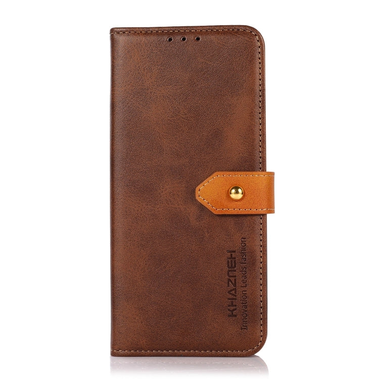 KHAZNEH Dual-color Cowhide Texture Flip Leather Phone Case For iPhone 16 Pro(Brown) - iPhone 16 Pro Cases by PMC Jewellery | Online Shopping South Africa | PMC Jewellery | Buy Now Pay Later Mobicred