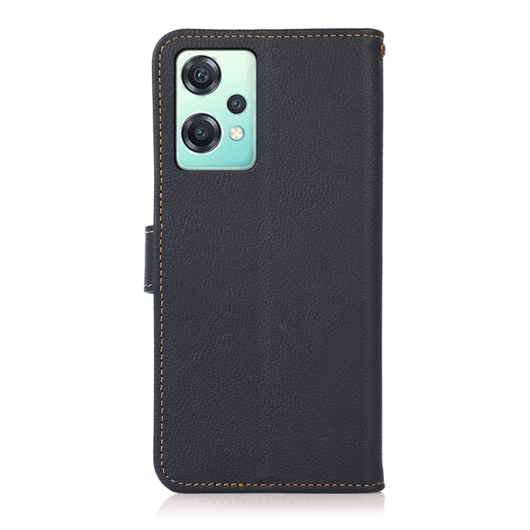 For OnePlus Nord CE 2 Lite 5G KHAZNEH Custer Genuine Leather RFID Phone Case(Blue) - free shipping - PMC TechLife - Order now!