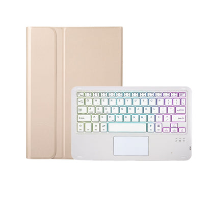 A102B-AS Lambskin Pen Slot Touch Pad Backlight Bluetooth Keyboard Leather Tablet Case For iPad 10.2 2021&2020&2019/Air 2019/Pro 10.5(Gold) - For iPad Pro by PMC Jewellery | Online Shopping South Africa | PMC Jewellery | Buy Now Pay Later Mobicred