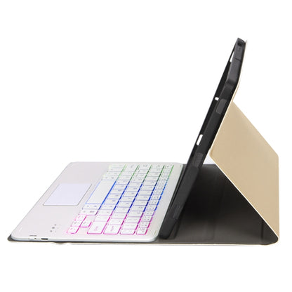 A102B-AS Lambskin Pen Slot Touch Pad Backlight Bluetooth Keyboard Leather Tablet Case For iPad 10.2 2021&2020&2019/Air 2019/Pro 10.5(Gold) - For iPad Pro by PMC Jewellery | Online Shopping South Africa | PMC Jewellery | Buy Now Pay Later Mobicred