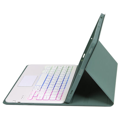 T102B-AS Skin Feel Pen Slot Touch Pad Backlight Bluetooth Keyboard Leather Tablet Case For iPad 10.2 2021&2020&2019/Air 2019/Pro 10.5(Dark Green) - For iPad Pro by PMC Jewellery | Online Shopping South Africa | PMC Jewellery