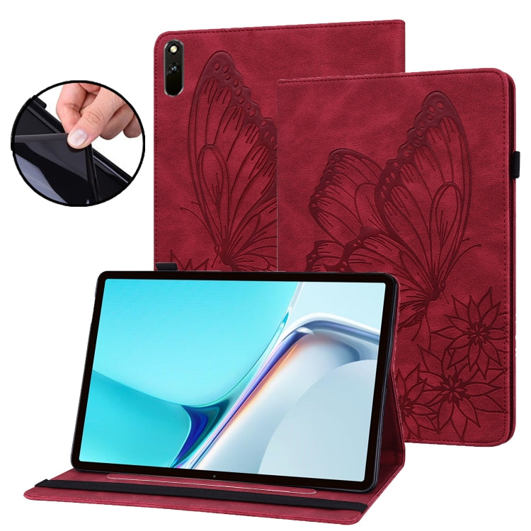 For Huawei MatePad 11 2021 Big Butterfly Embossed Leather Tablet Case(Red) - Huawei by PMC TechLife | Online Shopping South Africa | PMC TechLife | Buy Now Pay Later Mobicred