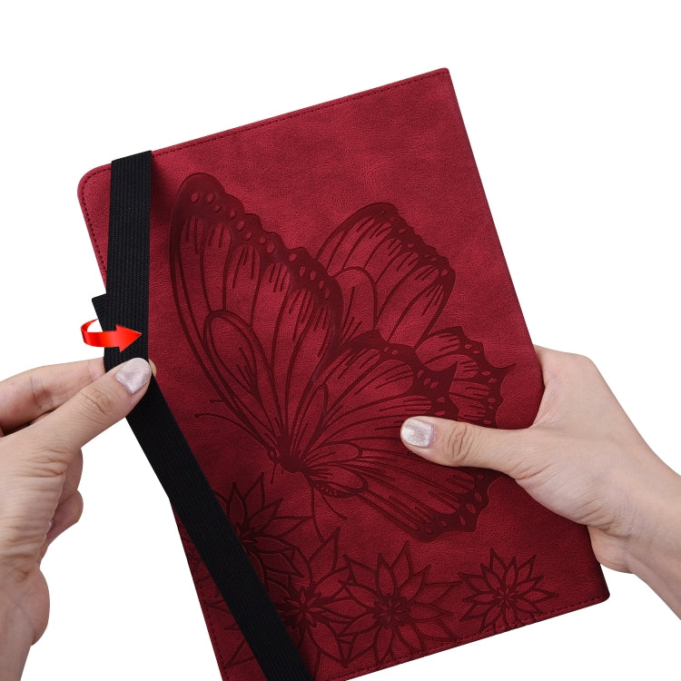 For Realme Pad Big Butterfly Embossed Leather Tablet Case(Red) - Realme by PMC TechLife | Online Shopping South Africa | PMC TechLife | Buy Now Pay Later Mobicred