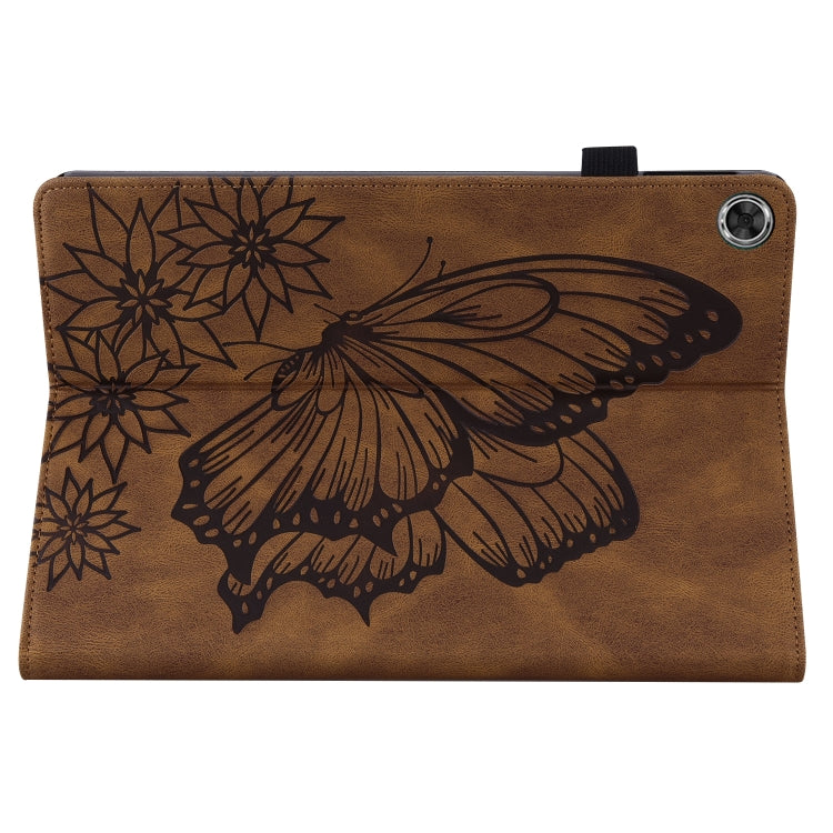 For Lenovo Tab M10 HD 2nd Gen Big Butterfly Embossed Leather Tablet Case(Brown) - Lenovo by PMC TechLife | Online Shopping South Africa | PMC TechLife | Buy Now Pay Later Mobicred