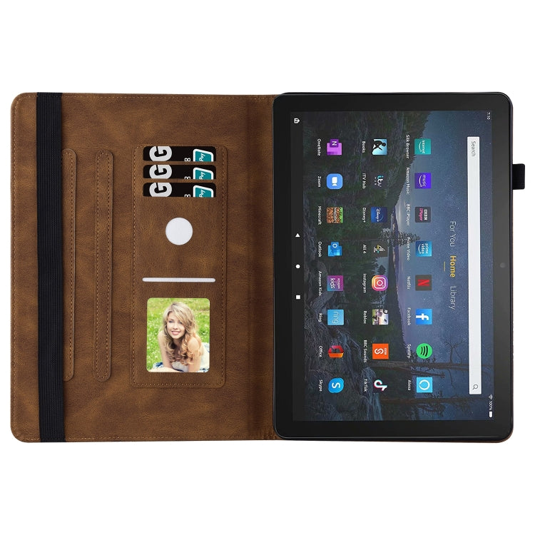 For Amazon Kindle Fire HD 10 / 10 Plus 2021 Big Butterfly Embossed Leather Tablet Case(Brown) - Amazon by PMC TechLife | Online Shopping South Africa | PMC TechLife | Buy Now Pay Later Mobicred