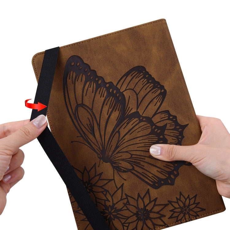 For Amazon Kindle Fire HD 10 / 10 Plus 2021 Big Butterfly Embossed Leather Tablet Case(Brown) - Amazon by PMC TechLife | Online Shopping South Africa | PMC TechLife | Buy Now Pay Later Mobicred