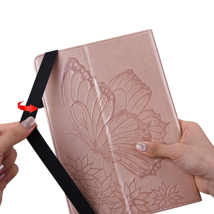 For Amazon Kindle Fire HD 10 2019 / 2017 Big Butterfly Embossed Smart Leather Tablet Case(Rose Gold) - Amazon by PMC TechLife | Online Shopping South Africa | PMC TechLife | Buy Now Pay Later Mobicred