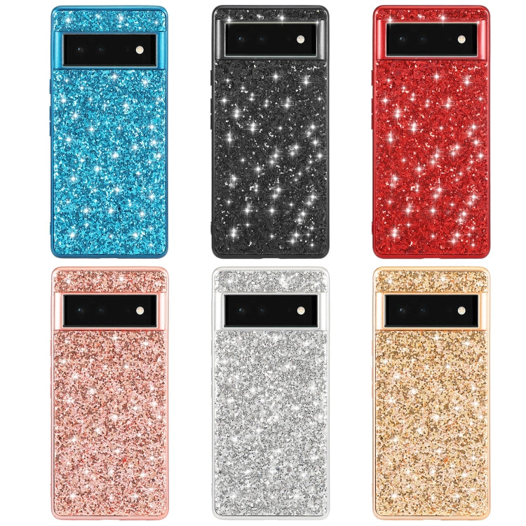 For Google Pixel 7 / 7 Pro Glitter Powder Shockproof TPU Phone Case(Blue) - Google Cases by PMC Jewellery | Online Shopping South Africa | PMC Jewellery